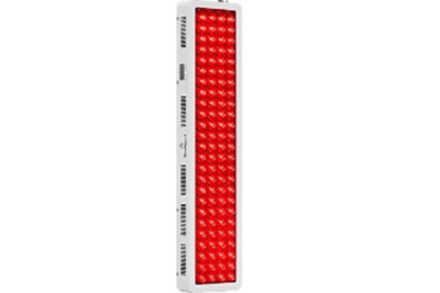 Tall metal rectangular box with bright red lights