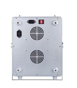 Rectangular metal device back with fans