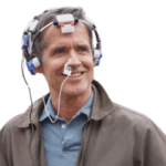 Man wearing headset and nasal device