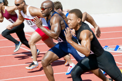 Runners on a competition track